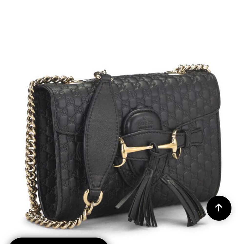 Authentic black Gucci microguccissima leather Emily chain crossbody bag - Picture 2 of 11